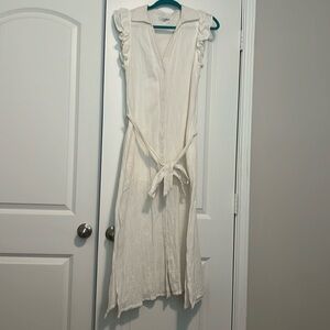 Women’s boutique cream white linen dress size small